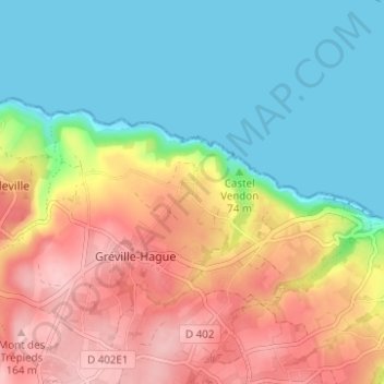 Mapa topográfico Hameau Gruchy, altitud, relieve