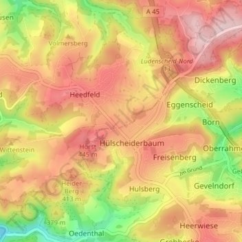 Mapa topográfico Gelstern, altitud, relieve