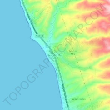 Mapa topográfico Real del Mar, altitud, relieve