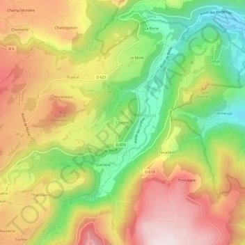 Mapa topográfico Chastre, altitud, relieve