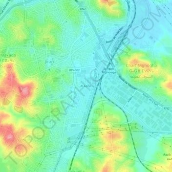 Mapa topográfico Al Azifat, altitud, relieve