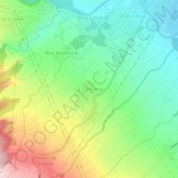 Mapa topográfico La Confiance, altitud, relieve