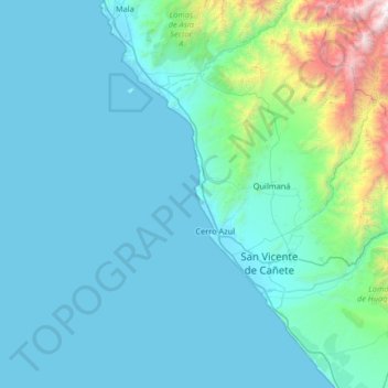 Mapa topográfico Gallardo, altitud, relieve