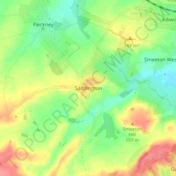 Mapa topográfico Saddington, altitud, relieve