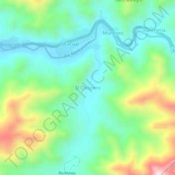 Mapa topográfico El Chispero, altitud, relieve