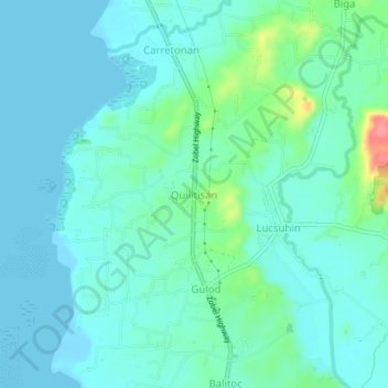 Mapa topográfico Quilitisan, altitud, relieve