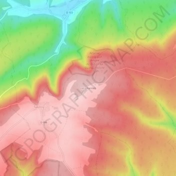 Mapa topográfico Les Charmes, altitud, relieve