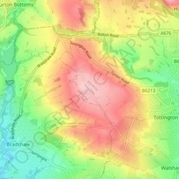Mapa topográfico Affetside, altitud, relieve