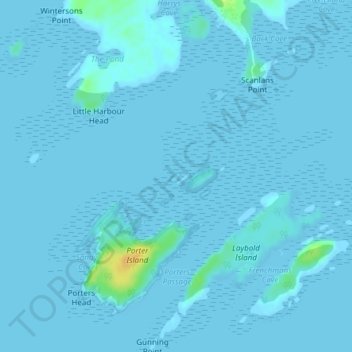 Mapa topográfico Step Island, altitud, relieve