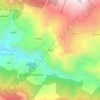 Mapa topográfico sarun, altitud, relieve