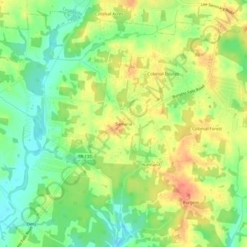 Mapa topográfico Samaria, altitud, relieve