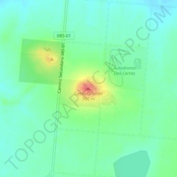 Mapa topográfico Cerro Grande, altitud, relieve