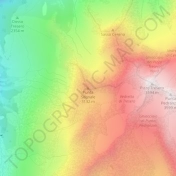 Mapa topográfico Punta Segnale, altitud, relieve