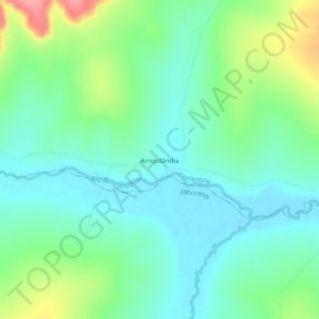 Mapa topográfico Arrojolândia, altitud, relieve