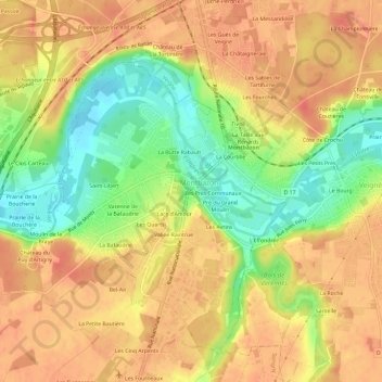 Mapa topográfico La Ville, altitud, relieve