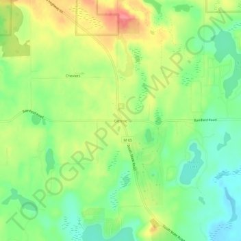 Mapa topográfico Glennie, altitud, relieve