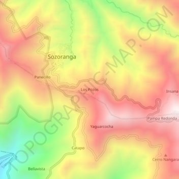Mapa topográfico Los Pozos, altitud, relieve