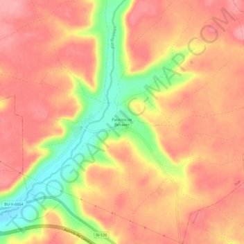 Mapa topográfico Palacios de Benaver, altitud, relieve