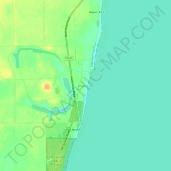 Mapa topográfico Alabaster, altitud, relieve