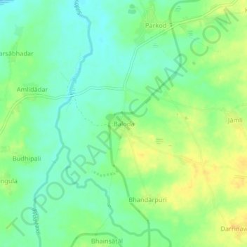 Mapa topográfico Baloda, altitud, relieve