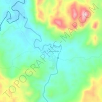 Mapa topográfico Tres Hermanas, altitud, relieve