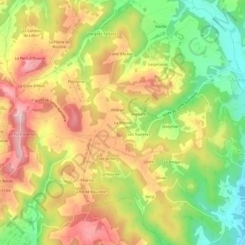 Mapa topográfico La Villenie, altitud, relieve