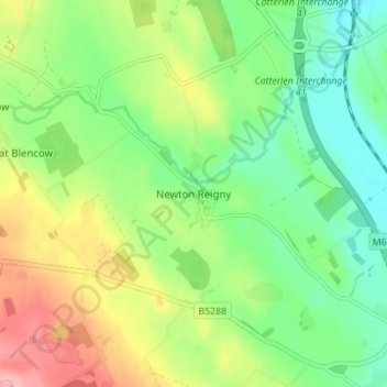 Mapa topográfico Newton Reigny, altitud, relieve