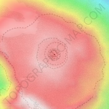 Mapa topográfico Kibo, altitud, relieve