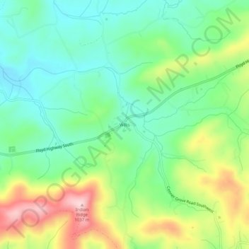 Mapa topográfico Willis, altitud, relieve
