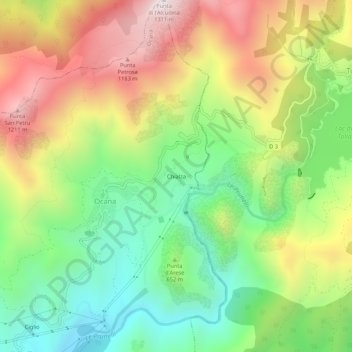 Mapa topográfico Chialza, altitud, relieve