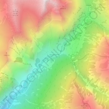 Mapa topográfico Rochemolles, altitud, relieve