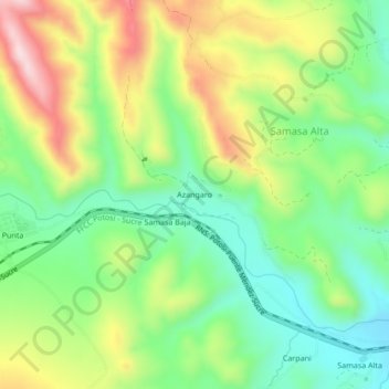 Mapa topográfico Azangaro, altitud, relieve