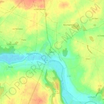 Mapa topográfico Rolnier, altitud, relieve