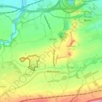 Mapa topográfico Bonnington, altitud, relieve