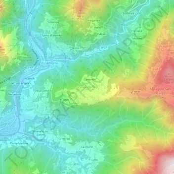 Mapa topográfico Somendenna, altitud, relieve