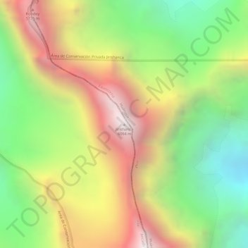 Mapa topográfico Jirishanca, altitud, relieve