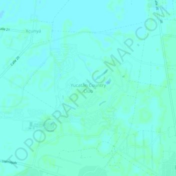 Mapa topográfico Yucatán Country Club, altitud, relieve
