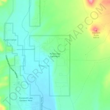 Mapa topográfico Rancho Del Escondido, altitud, relieve