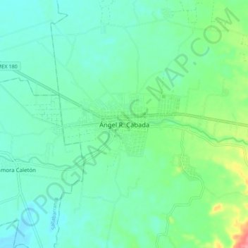 Mapa topográfico Ángel R. Cabada, altitud, relieve
