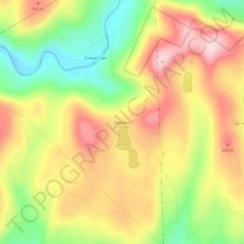 Mapa topográfico Joscelyn, altitud, relieve