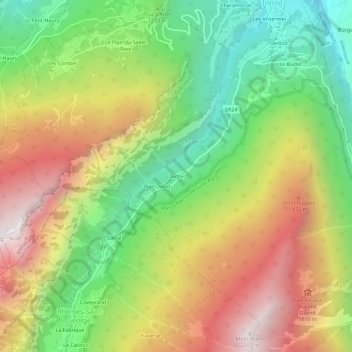 Mapa topográfico Tache, altitud, relieve