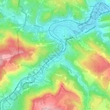 Mapa topográfico Roquecave, altitud, relieve