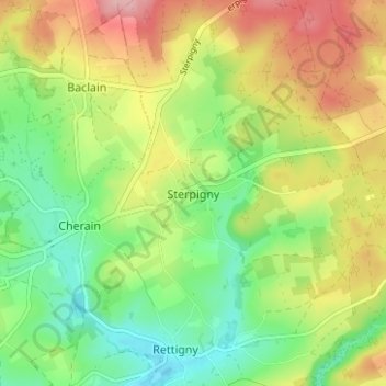 Mapa topográfico Sterpigny, altitud, relieve