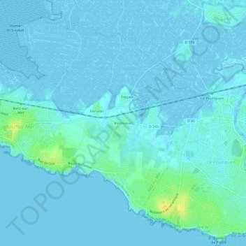 Mapa topográfico Kermoisan, altitud, relieve