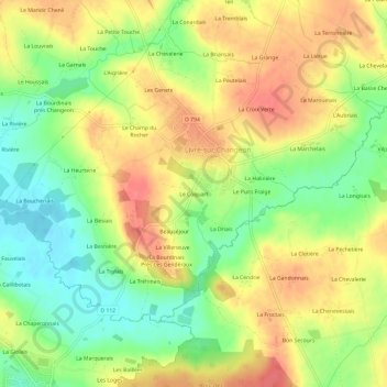 Mapa topográfico Le Coquart, altitud, relieve