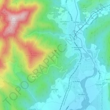 Mapa topográfico Fontenilles, altitud, relieve