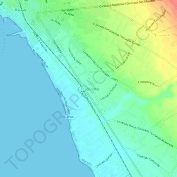 Mapa topográfico Casabianca, altitud, relieve
