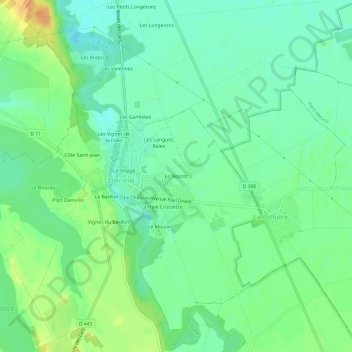 Mapa topográfico Le Nosrot, altitud, relieve
