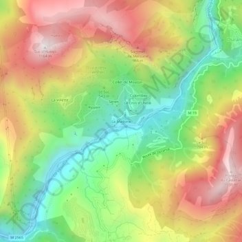 Mapa topográfico La Madone, altitud, relieve