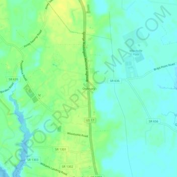 Mapa topográfico Ordinary, altitud, relieve